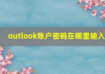 outlook账户密码在哪里输入