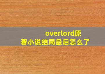 overlord原著小说结局最后怎么了