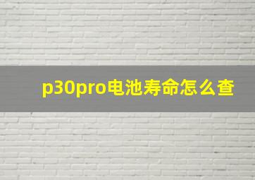 p30pro电池寿命怎么查