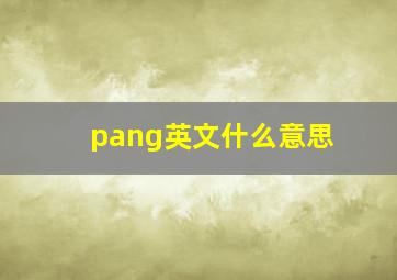 pang英文什么意思