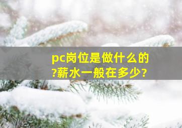 pc岗位是做什么的?薪水一般在多少?