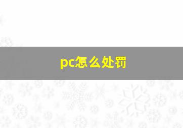 pc怎么处罚