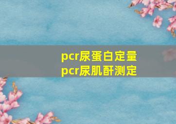 pcr尿蛋白定量pcr尿肌酐测定