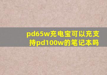 pd65w充电宝可以充支持pd100w的笔记本吗