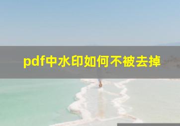 pdf中水印如何不被去掉