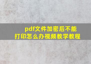 pdf文件加密后不能打印怎么办视频教学教程