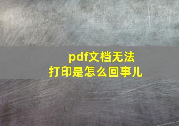 pdf文档无法打印是怎么回事儿