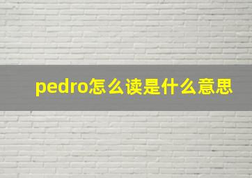 pedro怎么读是什么意思