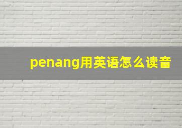 penang用英语怎么读音