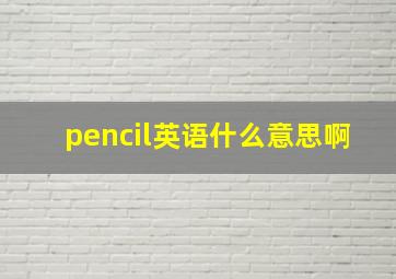 pencil英语什么意思啊