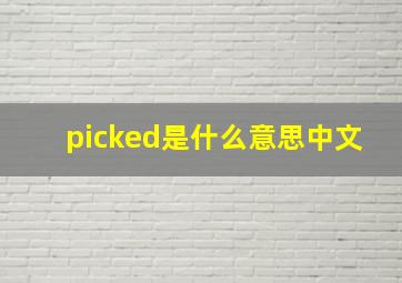 picked是什么意思中文