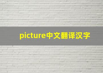 picture中文翻译汉字