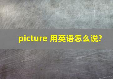 picture 用英语怎么说?