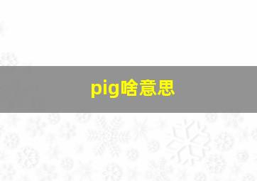 pig啥意思