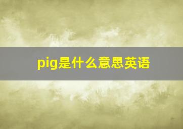 pig是什么意思英语