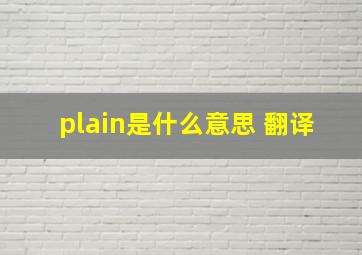 plain是什么意思 翻译