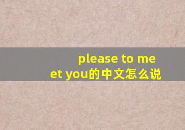 please to meet you的中文怎么说