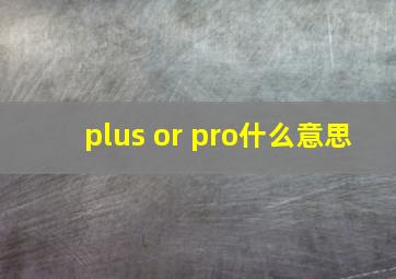 plus or pro什么意思