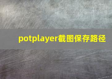 potplayer截图保存路径