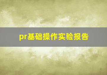 pr基础操作实验报告