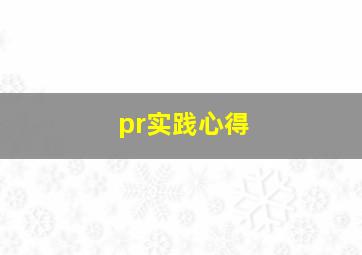 pr实践心得