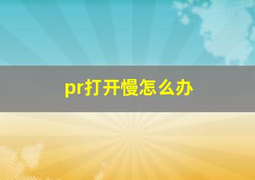 pr打开慢怎么办