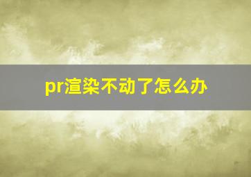 pr渲染不动了怎么办