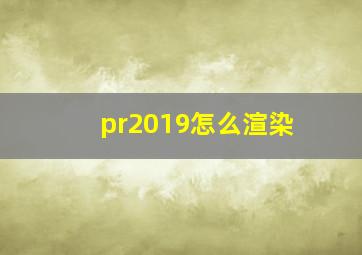 pr2019怎么渲染