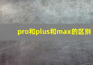 pro和plus和max的区别