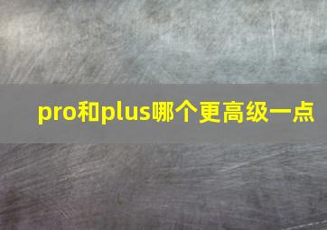 pro和plus哪个更高级一点