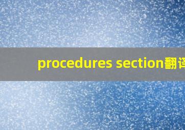 procedures section翻译