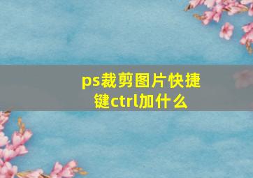 ps裁剪图片快捷键ctrl加什么