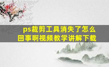 ps裁剪工具消失了怎么回事啊视频教学讲解下载