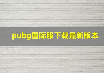 pubg国际服下载最新版本