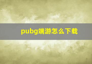 pubg端游怎么下载