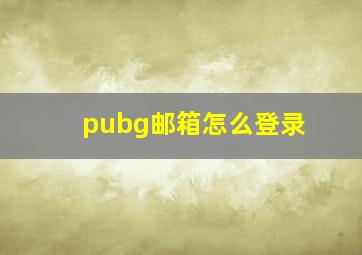 pubg邮箱怎么登录