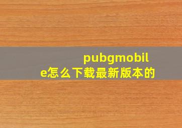 pubgmobile怎么下载最新版本的