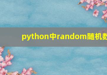 python中random随机数