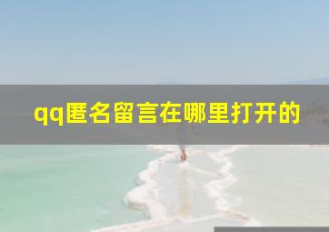 qq匿名留言在哪里打开的