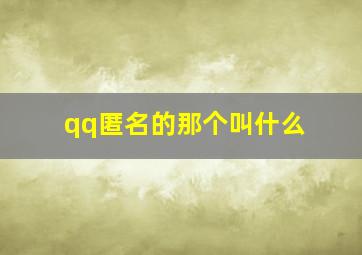 qq匿名的那个叫什么