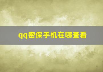 qq密保手机在哪查看