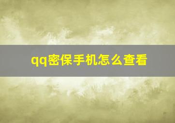 qq密保手机怎么查看