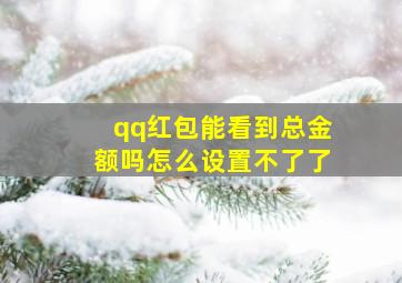 qq红包能看到总金额吗怎么设置不了了