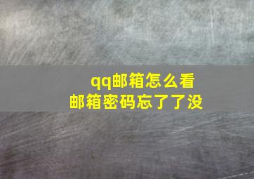 qq邮箱怎么看邮箱密码忘了了没