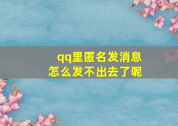 qq里匿名发消息怎么发不出去了呢