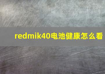 redmik40电池健康怎么看