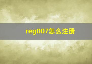 reg007怎么注册