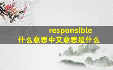 responsible什么意思中文意思是什么