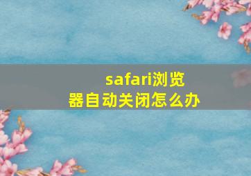 safari浏览器自动关闭怎么办