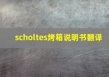 scholtes烤箱说明书翻译